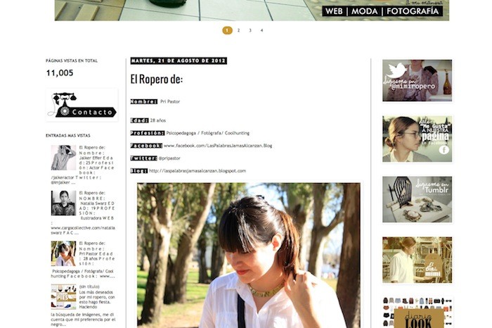 Entrevista para el blog Mimi Ropero http://mimiropero.blogspot.com.ar/2012/08/el-ropero-de.html